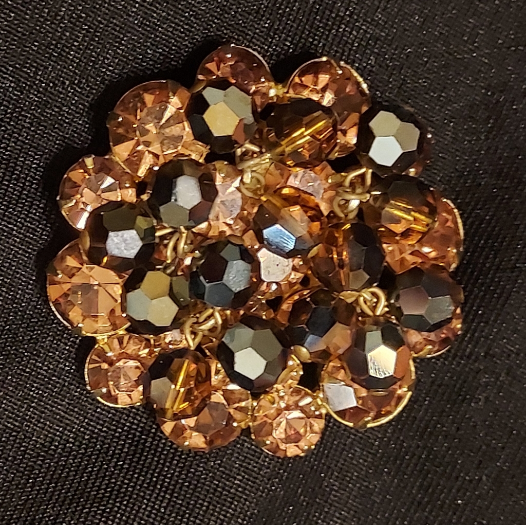 Chic Gold And Black Crystal Brooch 80$